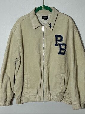 PLAYBOY by Pacsun Cream Corduroy Full Zip Jacket Vintage
